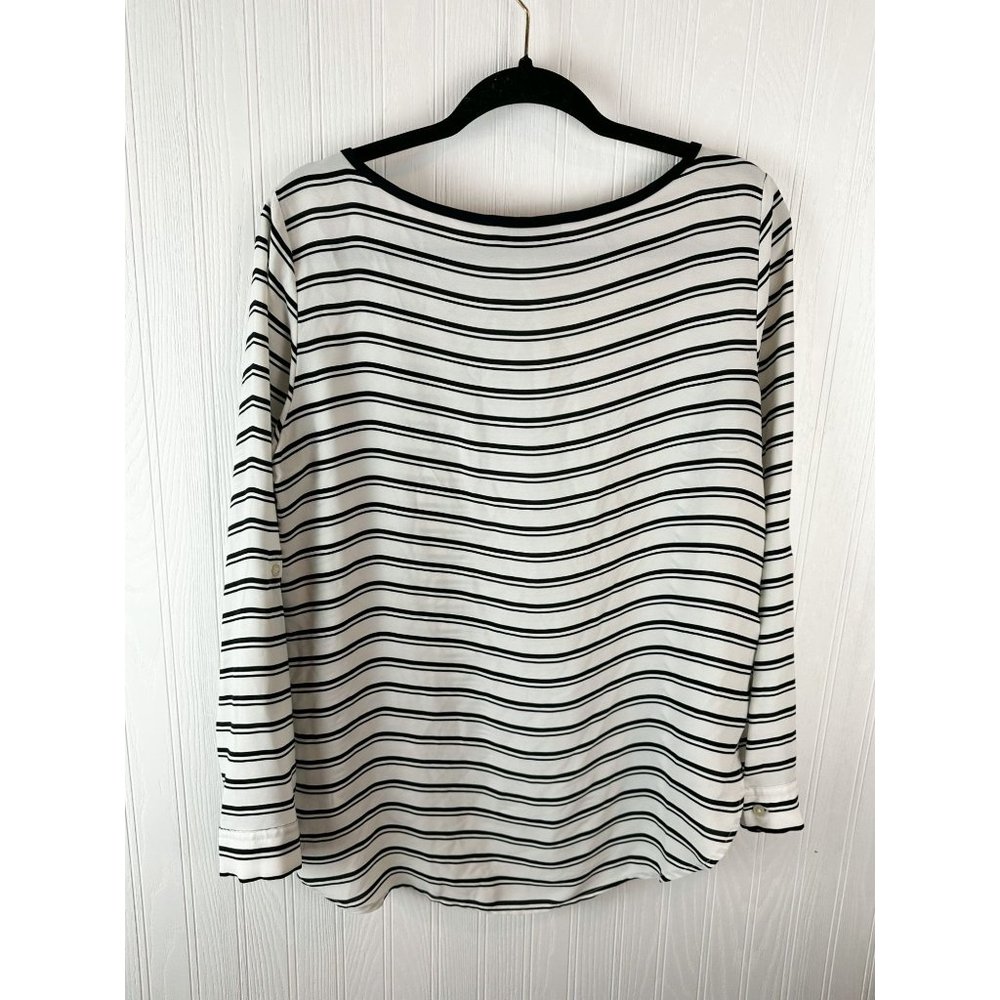 Loft Stripe Blouse Black and White Size LP - Picture 5 of 5